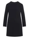 Gucci Dark Blue Checked Boucle Wool Dress