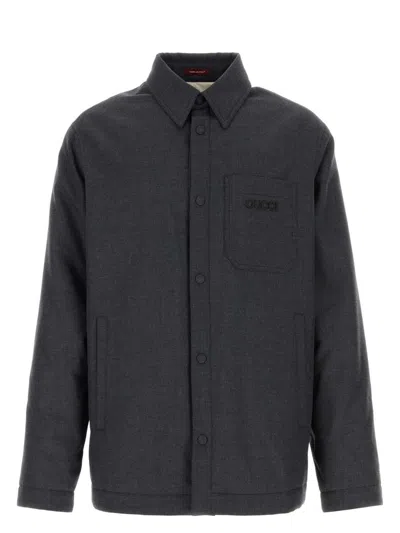 Gucci Women's Dark Polyester Blend Padded Shirt In Gray