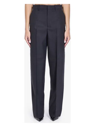 Gucci Women's Dark Wool Wide Trousers