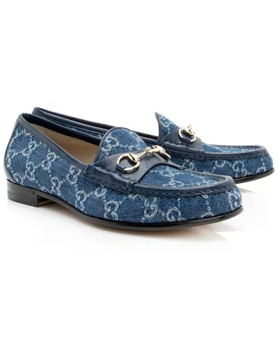 Pre-owned Gucci Women's Denim & Leather Horsebit 1953 Loafer (authentic Pre-loved)