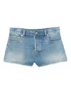 Gucci Faded Effect Cotton Denim Shorts In Blue
