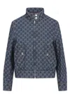 Gucci Gg Monogram Denim Bomber Jacket In Blue