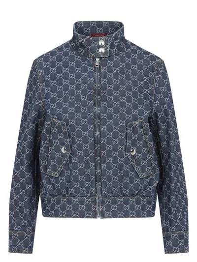 GUCCI WOMEN'S DENIM GG BOMBER