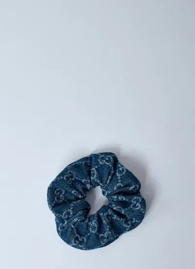 Gucci Women Denim Gg Scrunchie In Blue