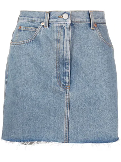 Gucci Women Denim Skirt In Blue