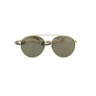 Pre-owned Gucci Women's Designer Metal Sunglasses Gg0725s-001 Oval Pilot Gold/grey 61 Mm In Gray