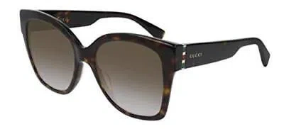 Pre-owned Gucci Women's Designer Sunglasses Gg0459s-002-54 Havana Tortoise Brown Gradient