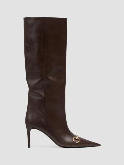 Gucci Women's Donna 80mm Leather Boots In Spiced Brown