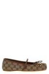Gucci Horsebit-detailed Leather-trimmed Canvas-jacquard Ballet Flat