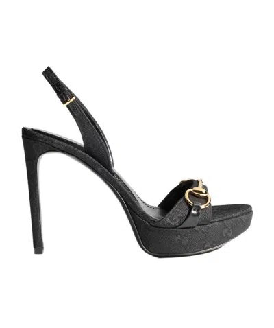 Gucci 105mm Donna Platform Patent Leather Sandals In Animal Print
