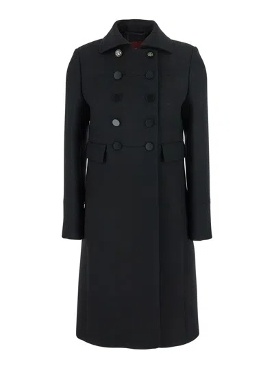 Gucci Women Double Breasted Coat In Black