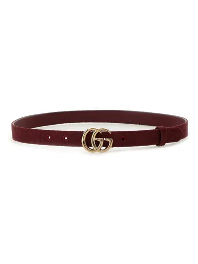 Gucci Women Double G Buckle Belt In Red