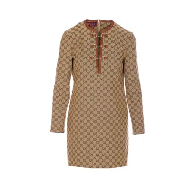 GUCCI GUCCI WOMEN DRESS IN FABRIC GG WITH CLAMP