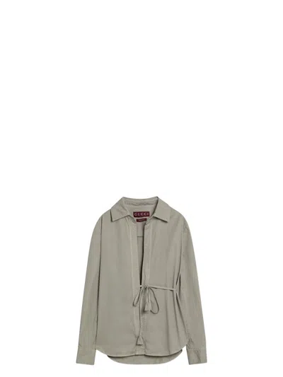GUCCI WOMEN'S DUSTY SHIRT WITH WAIST RIBBON
