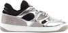 Gucci Elevate Your Style With This Silver And Black Metallic-leather Sneaker In Silver,bla