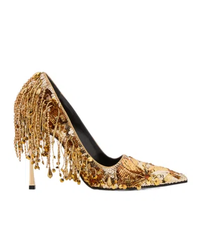 Gucci Women's Embroidered Bombshell Pump In Gold