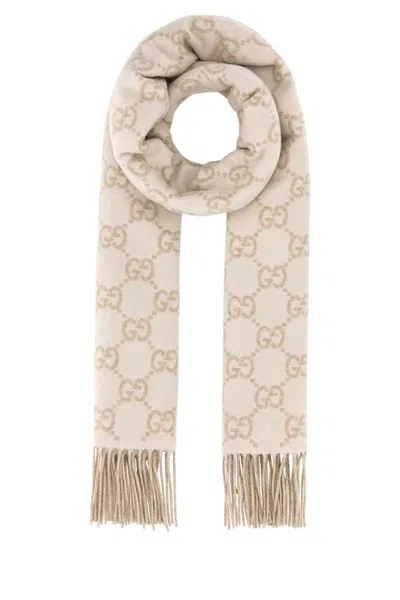 Gucci Women Embroidered Cashmere Reversible Scarf In Neutral