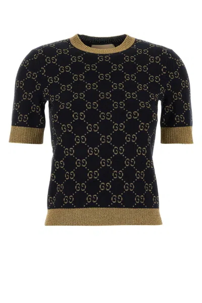 Gucci Women Embroidered Cotton Blend Sweater In Black
