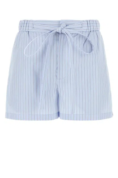 Gucci Women Embroidered Poplin Shorts In Blue