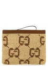 Gucci Women Embroidered Raffia  Summer Clutch In Multi
