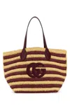 Gucci Women Embroidered Raffia Medium Shopping Bag In Multi