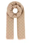 Gucci Women Embroidered Wool Blend Scarf In Brown