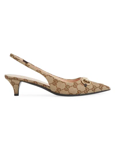Gucci Women Slingback Collection With Horse Hook In Neutral