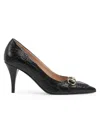 Gucci Calf Leather Bos Taurus Mid Heel Pumps In Black
