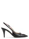 Gucci Erin Gg Leather Slingback Mules Women In Black