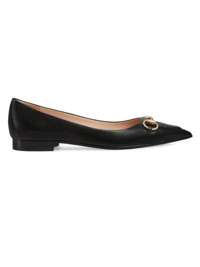 Gucci Erin Leather Ballet Flats In Nero