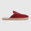 Gucci Women's Espadrille Mule With Horsebit In Burgundy