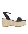 Gucci Lady Horsebit Suede Espadrille Wedges In Black