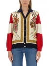 Gucci Crest-print Wool Cardigan In Multicolor
