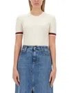 Gucci Women Extrafine Wool Sweater With Web Detail In Neutral