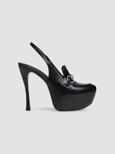 Gucci Women's Fame Leather Platform Slingback Pumps In Black