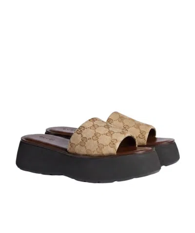 Gucci Gg Platform Slides In Animal Print