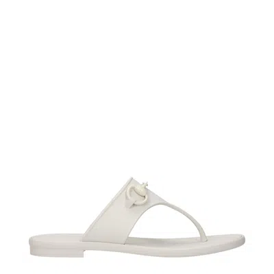 Gucci Women's Flip Flops Rubber White/dirty White