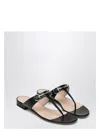 Gucci Women's Flip-flops With Leather Clamp Sandal In Black