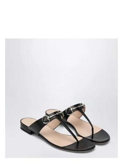 GUCCI WOMEN'S FLIP-FLOPS WITH LEATHER CLAMP SANDAL