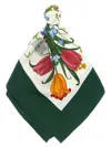 Gucci Floral Square Scarf Featuring Rolled Edges In Green