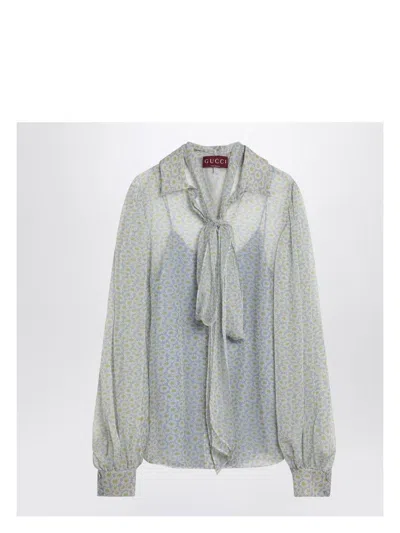 GUCCI WOMEN'S FLORAL PRINT CHIFFON SILK SHIRT
