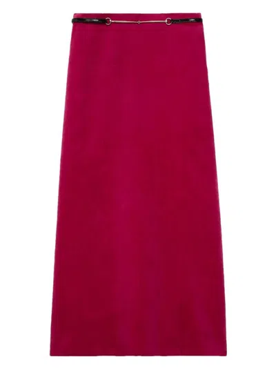 GUCCI WOMEN'S FUCHSIA VELVET SKIRT