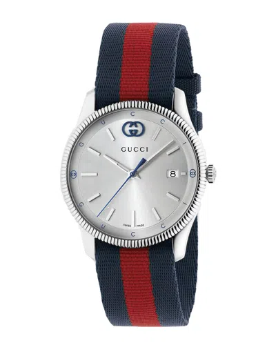 Gucci Women's Swiss G-timeless Red & Green Nylon Strap Watch 38mm In Green Red Green