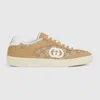 Gucci G75 Gg Canvas Suede-trimmed Sneakers In Neutral
