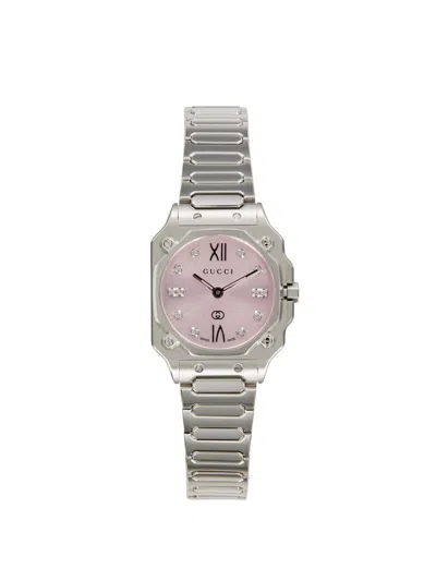 Gucci Women's G-flat Stainless Steel & 0.08 Tcw Diamond Bracelet Watch/24mm In Pink
