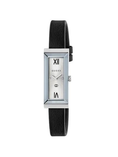 Gucci Women's G-frame Stainless Steel & Leather Strap Watch/14mm X 34mm In Silver