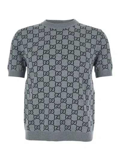 GUCCI GUCCI WOMEN GG ALLOVER REVERIBLE SHORT SLEEVES PULL