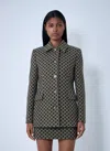 Gucci Green/white Jacket In Gg Bouclã&copy; Cotton Women In Green