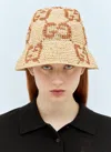 Gucci Gg Raffia-effect Cloche Hat In Cream
