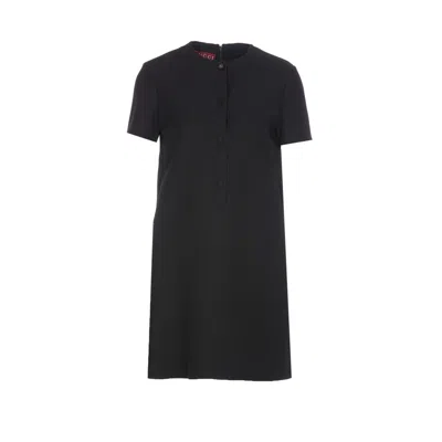 Gucci Front Buttoned Mini Dress With Back Slit In Black